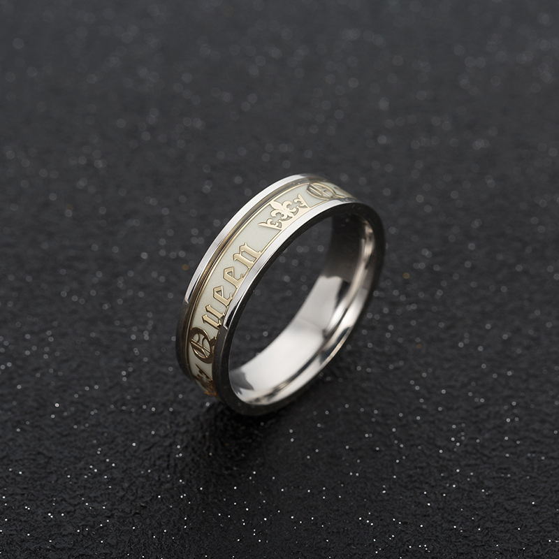 Luminous Titanium Steel Couple Ring Golden Crown Her King His Queen Husband and Wife Jewelry Anniversary Valentine's Day