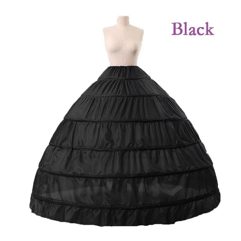 6 Hoops Vrouwen Vintage Retro Bridal Wedding Lange Crinoline Slips Petticoat Party Onderrok: Black