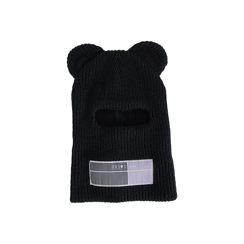 Cagoule de Ski en tricot avec oreilles de lapin, cache-nez épais en laine artificielle, écharpe chaude pour l&#39;hiver, pour hommes et femmes adultes: black
