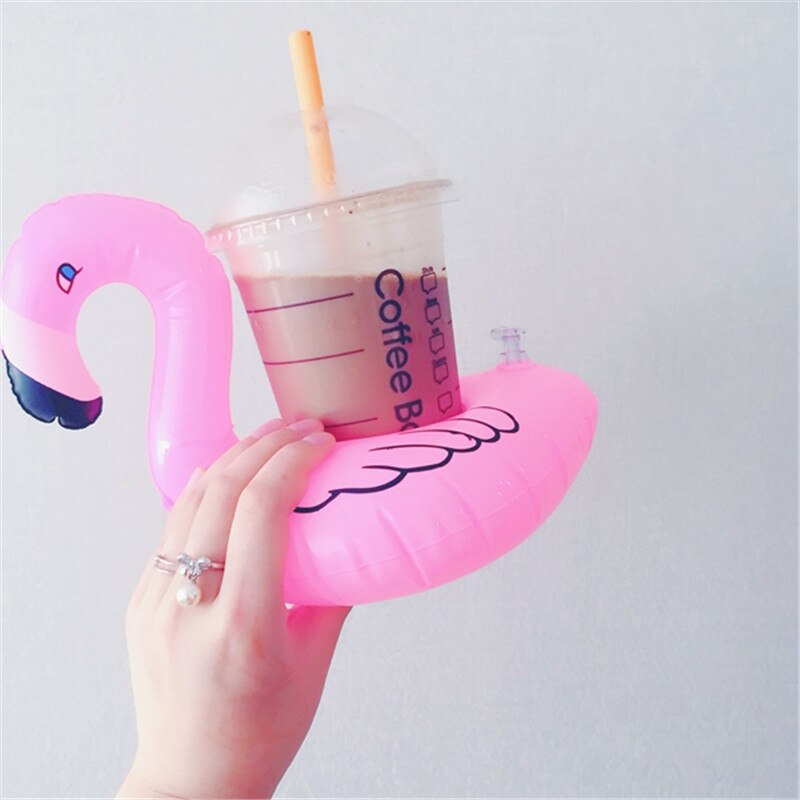 PIKAALAFAN Mini Roze Flamingo Opblaasbare Drink Cup Houders Drijvende Speelgoed Zwembad Kan Party Voor Telefoon Cup 1 Stks