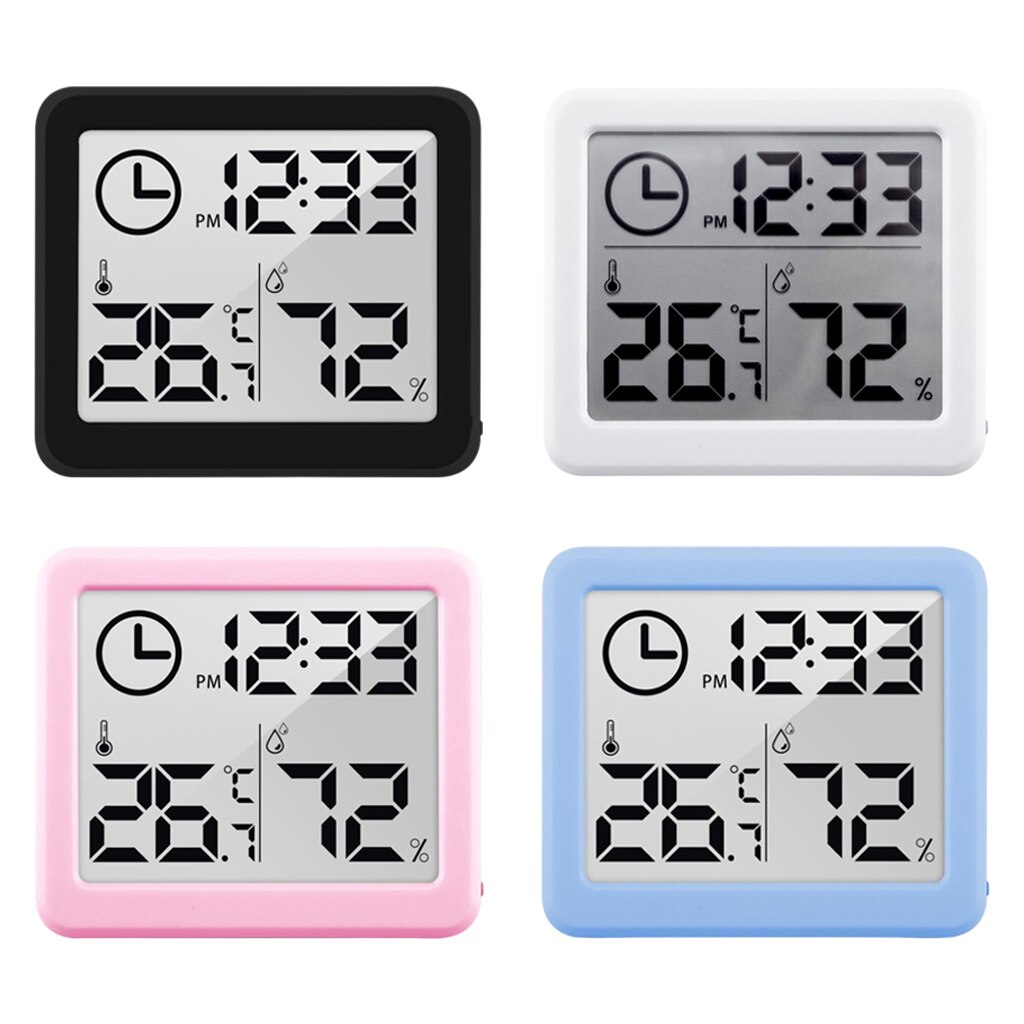 Compact Indoor Desktop Digital Clock Easy to Read Thermometers Hygrometer