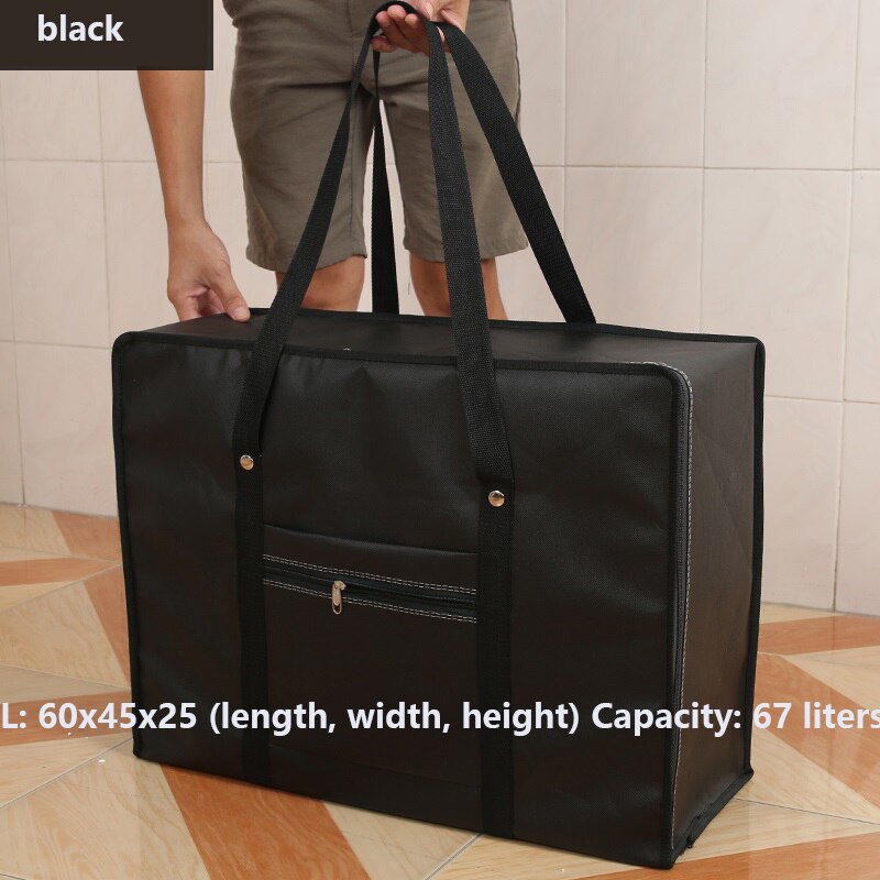 Extra Large Waterproof Thickening Moving Bag Oxford Woven Bag Large Capacity Luggage Bag Pack Aviation bag: black  L