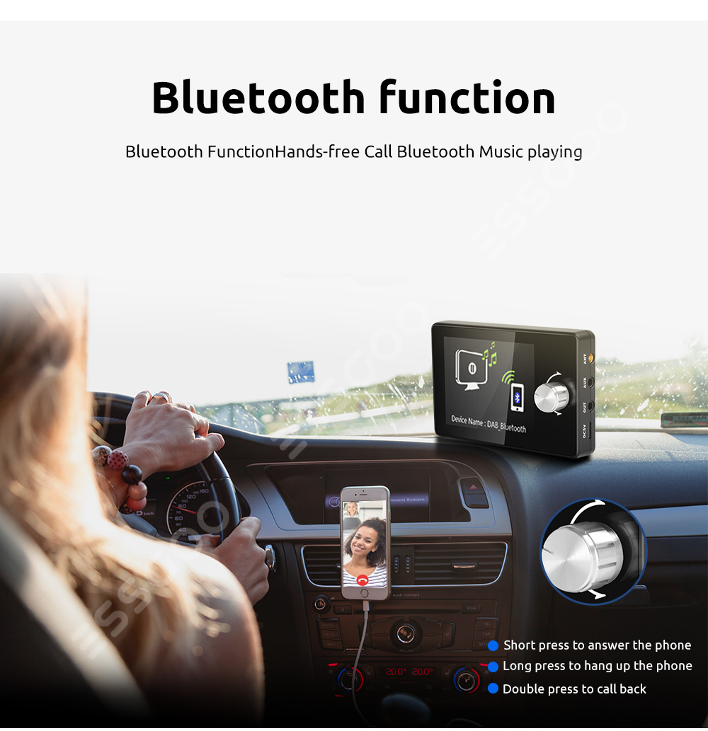Essgoo 2.8 Inch Auto Dab Dab + Auto Radio Adapter Bluetooth Draadloze Fm-zender Receiver Extension Antenne Universele Voor Europa