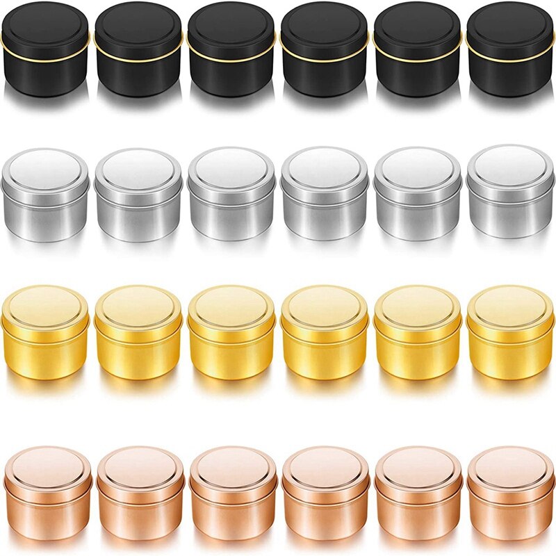 ! 24 Stuks Kaars Tins 4 Oz Kaars Potten, metalen Blikjes Diy Kaars Lege Blikken Ronde Kaars Containers Voor Kaars Makin: Default Title