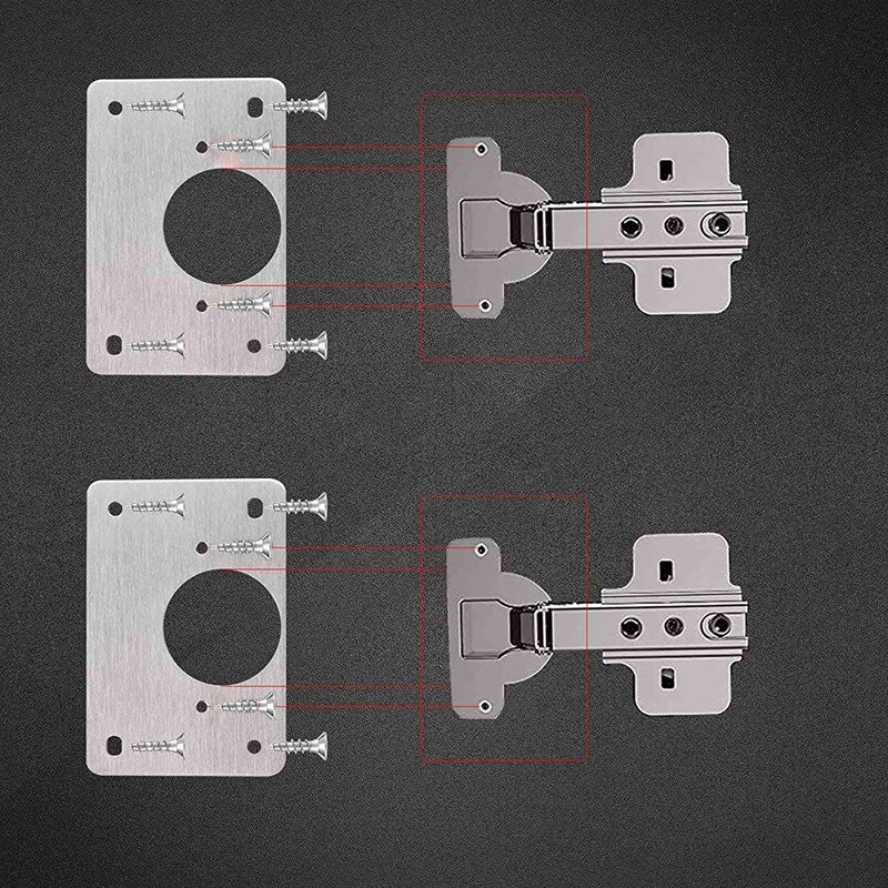 4Pcs Hinge Repair Plate Stainless Steel Bracket Cabinet Hinge Mounting Plate With Screws For Furniture Wardrobe