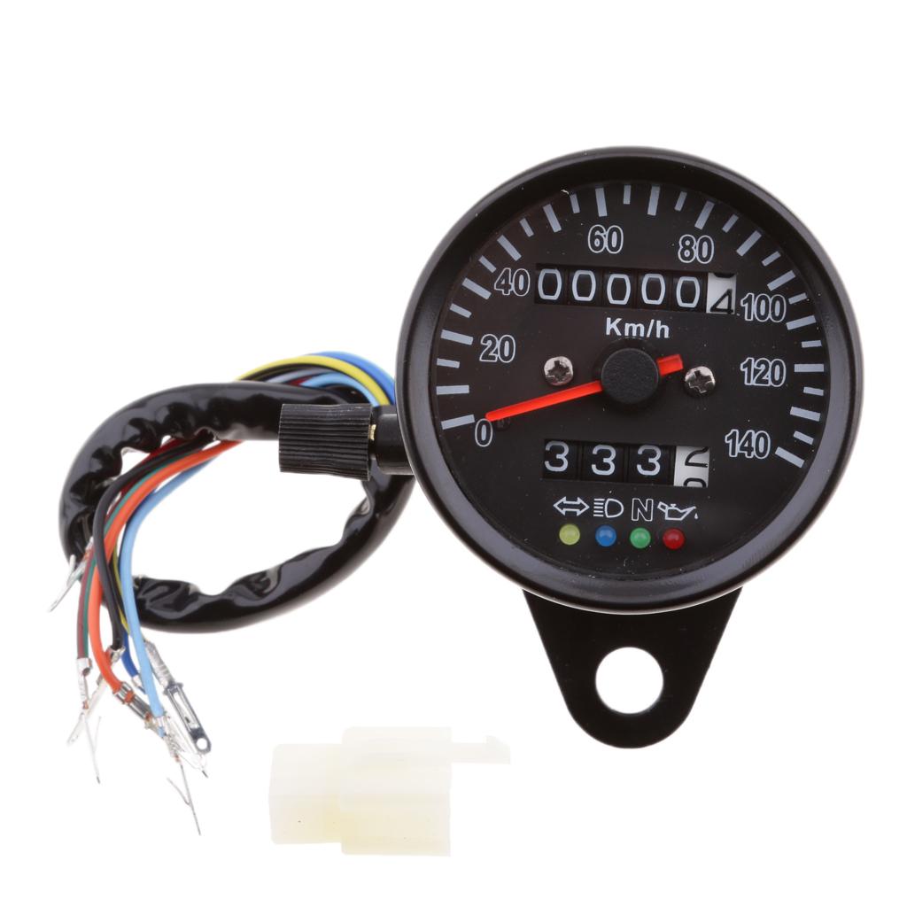 Tacómetro mecánico para motocicleta, indicador de cara negra de 60mm con 4 LED