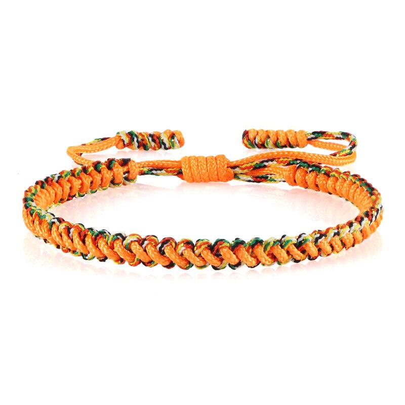Bracelet bouddhiste tibétain Original réglable à la main porte-bonheur breloques femmes fil Bracelets et Bracelets pour hommes Couples bijoux: orange-1
