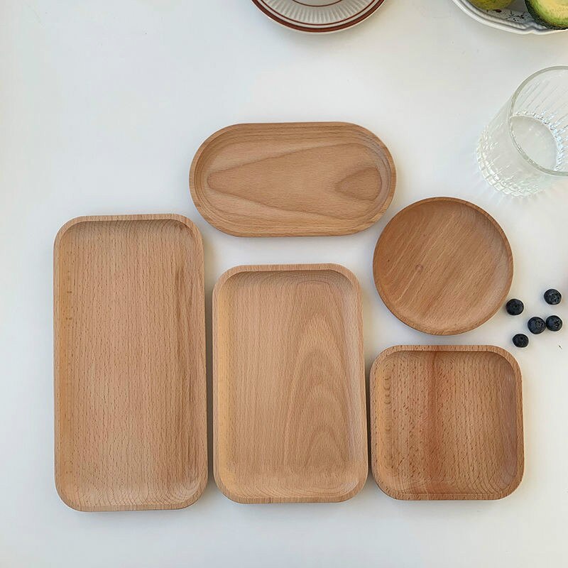 Wooden Bamboo Serving Tray Tea Cup Saucer Trays Fruit Plate Storage Pallet Plate Decoration Food Rectangular Plate Holder Mat