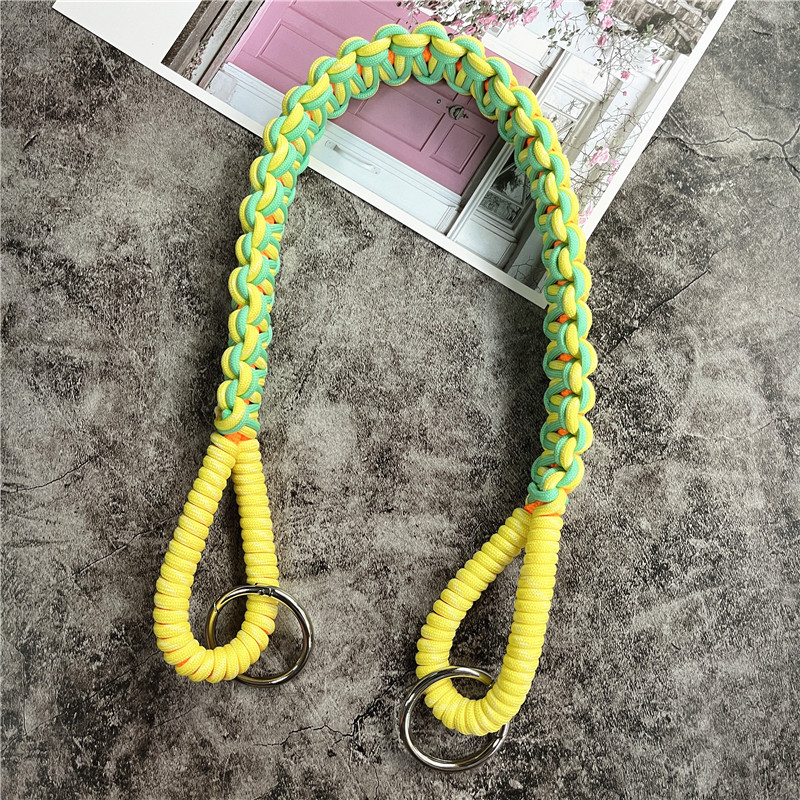 Bolso de hombro para teléfono móvil, cordón trenzado, correa de mano ancha, accesorios para bolso de contraste, cordones Premium, cuerda Universal: Amarillo / dorado