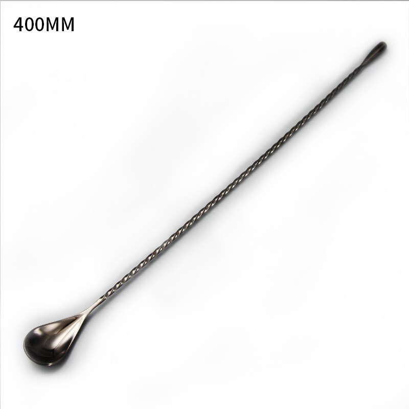 Stir Spoon Stainless Steel Mixing Cocktail Spoon Spiral Pattern Tools Bar Teadrop Spoon 30/40/50cm Bar Tool: black 40cm
