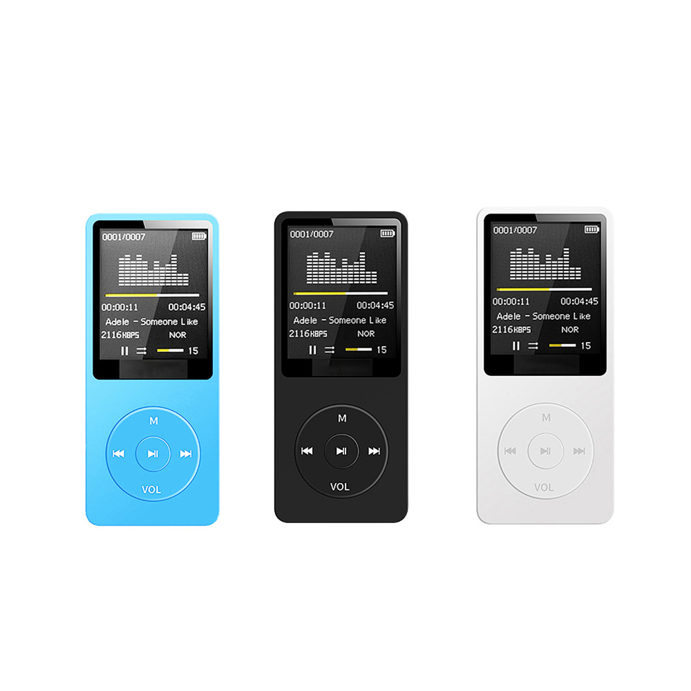 Tragbarer  mp3- player-player mit 1.8- zoll-tft-bildschirm, integriertem mikrofon, lithium-akku, tf-kartenunterstützung, fm-radio und sprachaufzeichnung