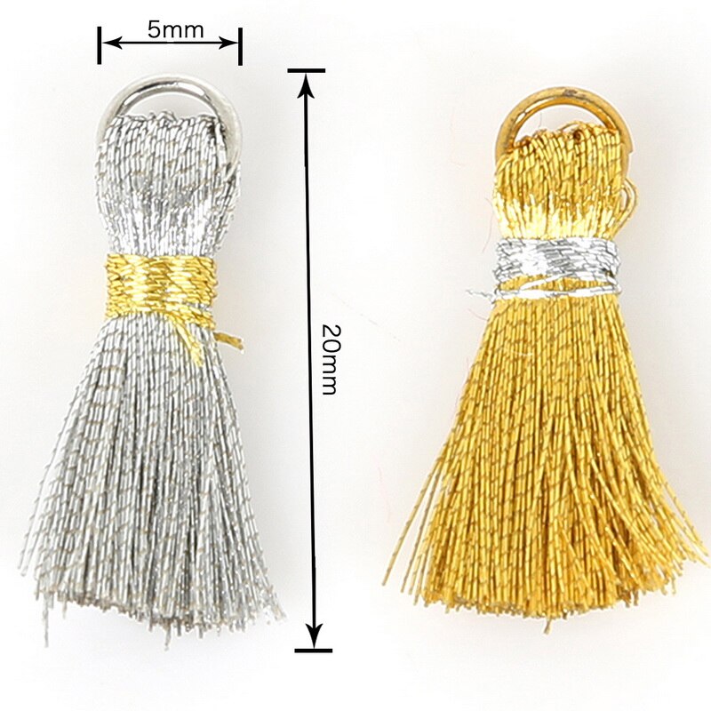 ! 20 stuks 20mm mini zijden kwastjes oorbellen goud zilver kwastjes bedeltjes hanger diy handgemaakte sieraden bevindingen