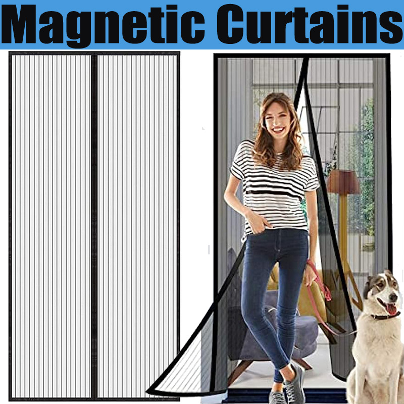 Anti Mosquito Fly Curtains Net Anti Bug Door For Bedroom Kitchen Magnetic Gauze Door Curtain No Punching Required Lace Curtains