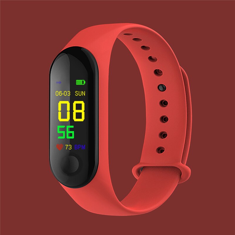 Smart Fitness M3 Smart Band Wristband Blood Pressure/Heart Rate Monitor/Pedometer Sports Bracelet Health Fitness Bracelet: Red
