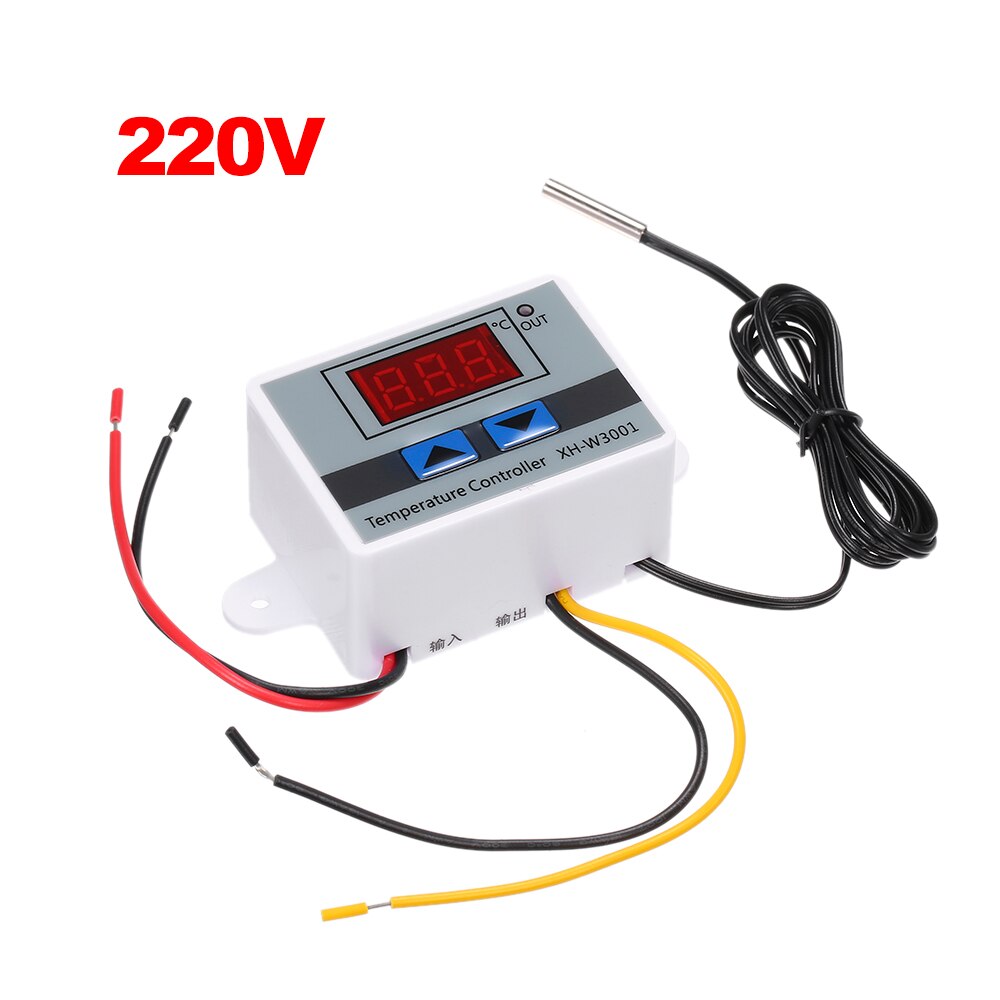 Digital Temperature Controller with LED Mini Thermostat Switch Temperature Control Switch with Water-resistant Sensor Probe: AC220V