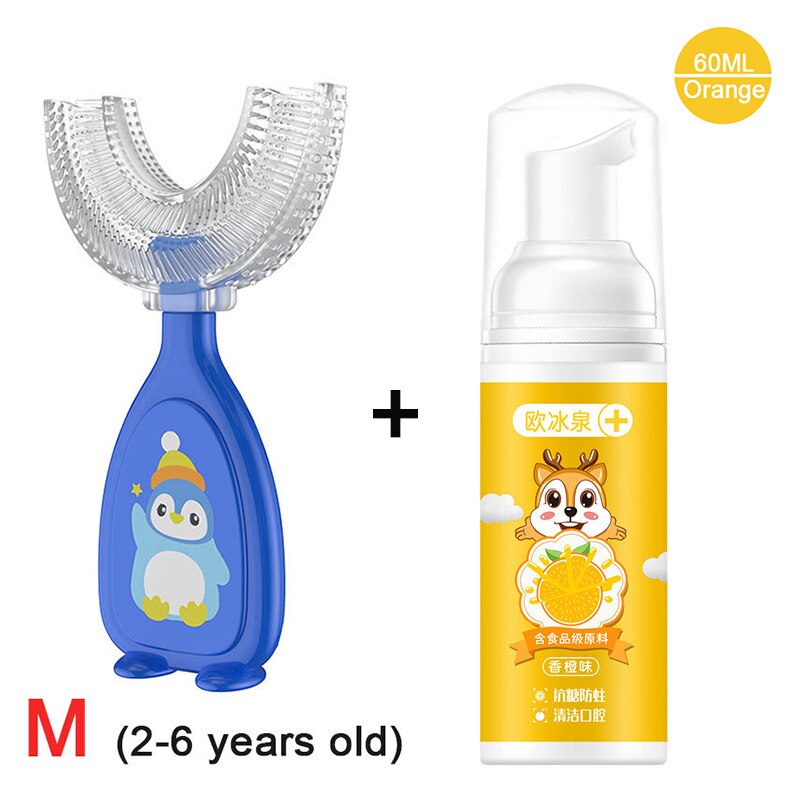 SMGSLIB Children's Toothpaste Toothbrush Set Children Can Swallow Mousse Foam Toothpaste Household Daily Necessities bpa free: Set 5 M