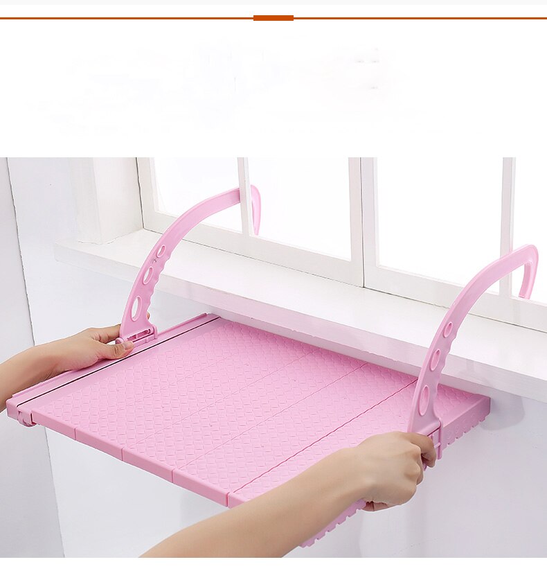 Multi-function Hanging Window Sill Drying Rack Easy Folding Drying Rack Balcony Retractable Drying Shoe Rack: Pink