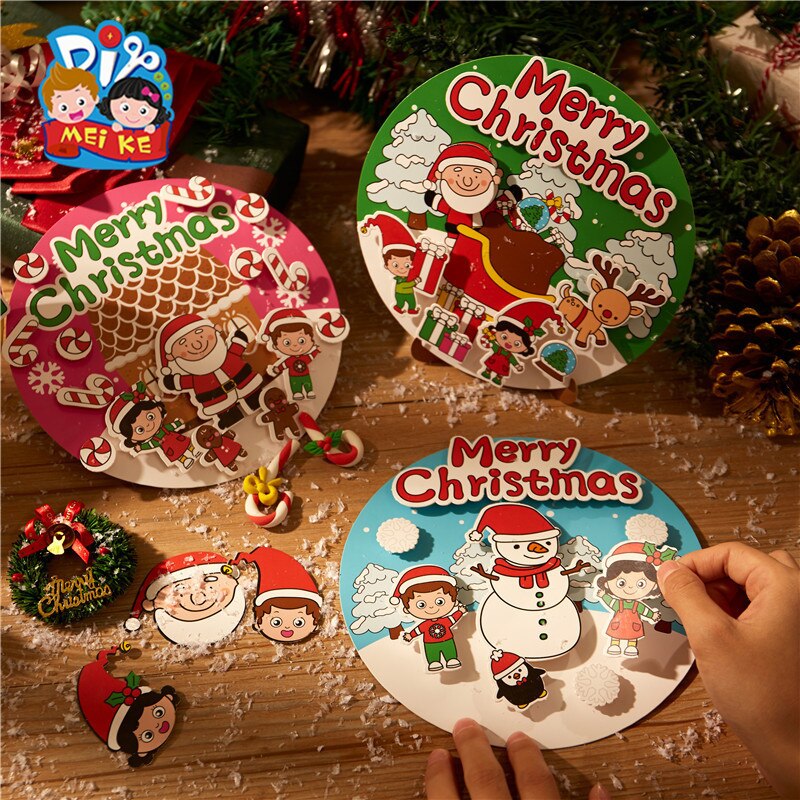 Christmas Section Handmade DIY Christmas Paper Pallet Poster Children for Making Material Box Kindergarten Decorat