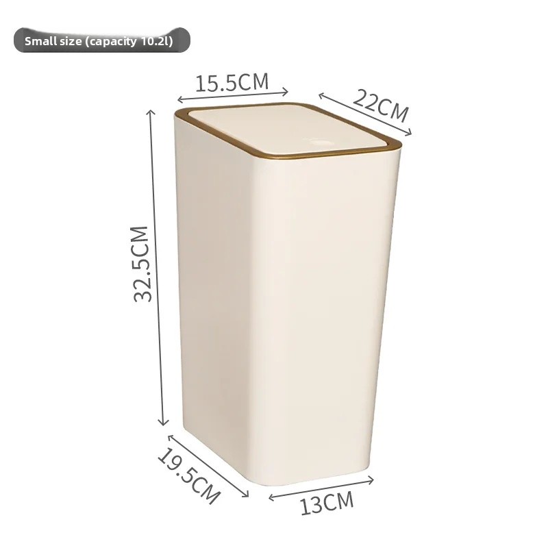 Large Capacity Kitchen Bathroom Trash Can Press Type for Home Use with Lid Toilet Hand Free Garbage Can Living Room: grey / 9L