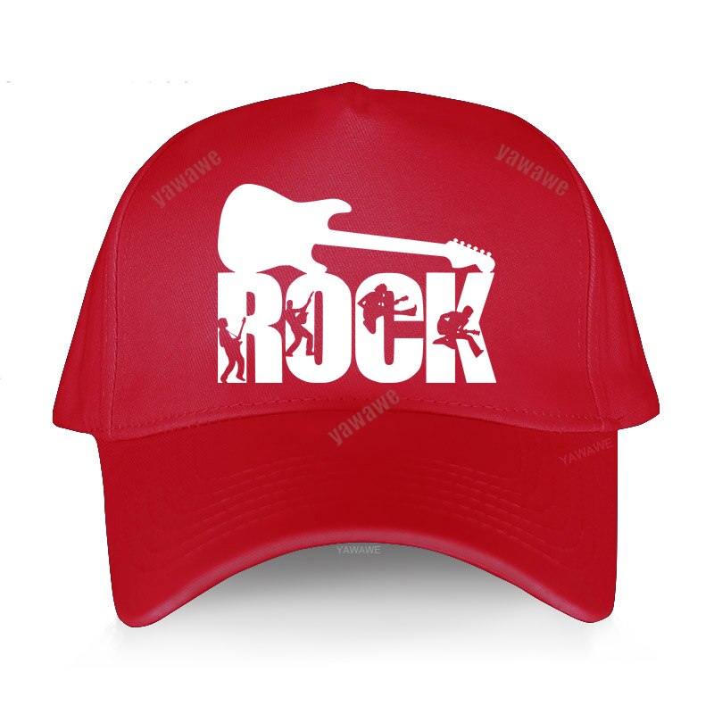 European unisex ROCK letter baseball cap printing Guitar lover Dad hat men and women cap outdoor sun hat Snapback hats: red