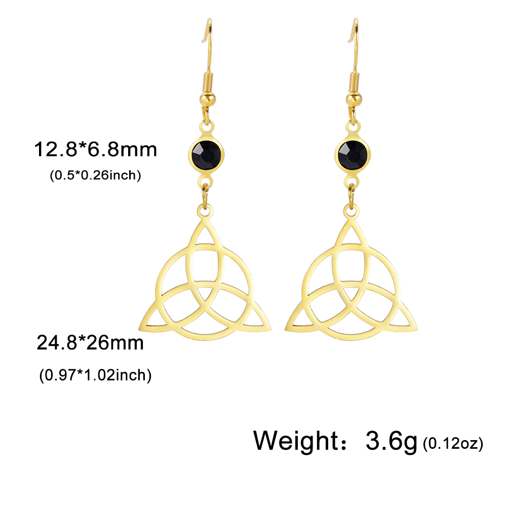 Unift Pendientes góticos de acero inoxidable para mujer y hombre, aretes de pentagrama de Triple runa, fase lunar, joyería Vintage, Piercing de oreja, nudo de bruja: COLOR ORO ROSADO