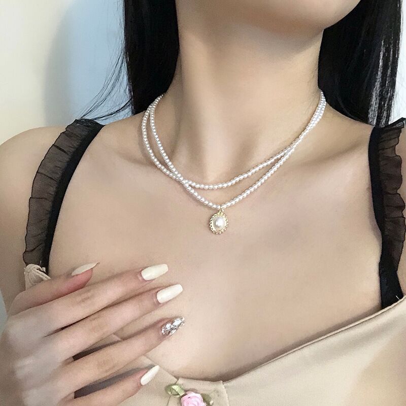 New Fashion Pearl Choker Necklace simpatico ciondolo a catena a doppio strato per gioielli da donna ragazza regalo catene per feste collane