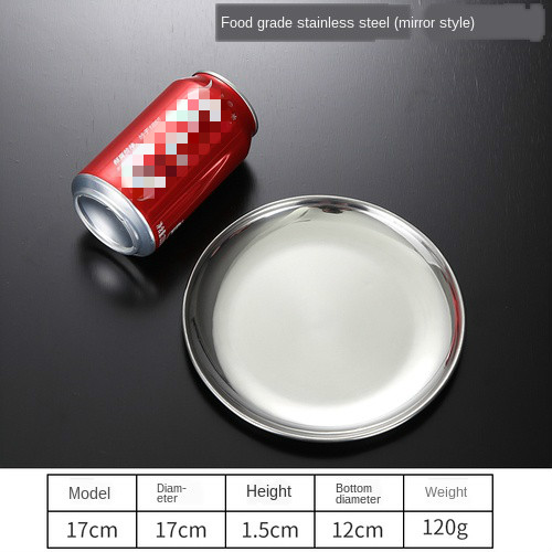 304 Stainless Steel round Plate Western Restaurant Bone Tray Dish Shallow dishes dinner plates set dish sets: 17cm light