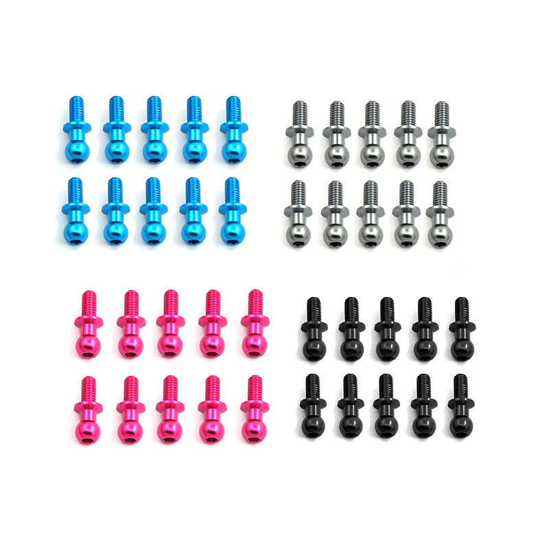 10 Uds M3 tornillos de cabeza de bola hexagonal de Metal para Tamiya TT01 TT02 Sakura D5 1/10 RC Drift Car repuestos universales