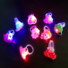 5pcs/set Luminous Rings Flashing LED Light Up Toys for Kids Girls Cute Cartoon Glowing Ring Glow In The Dark Toy Random Pattern