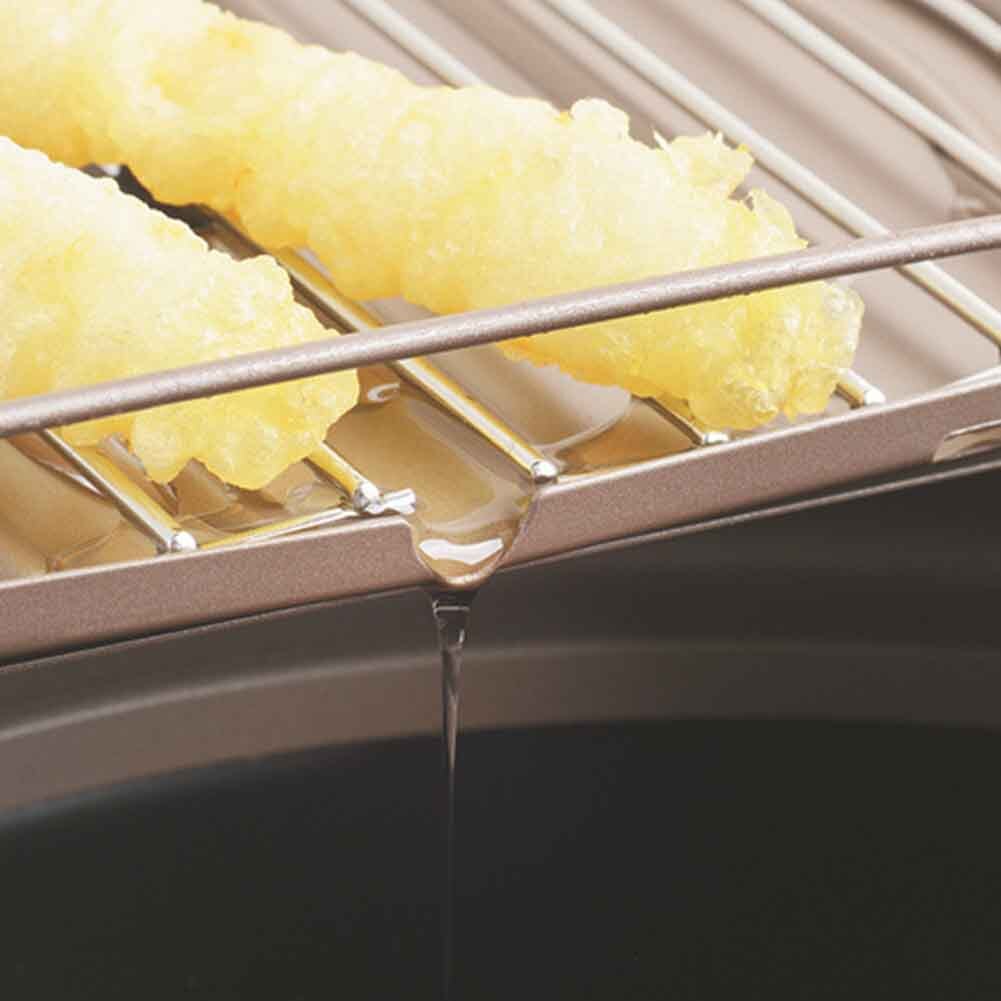 Hjem med termometer japansk stil kjøkkenolje dryppestativ tempura frityrkokeren dobbelt håndtak restaurant ikke pinne multifunksjonell