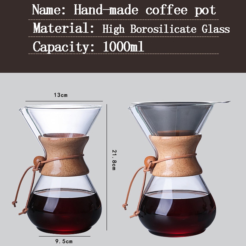 Kaffekander filter glasbrygger chemex stil kaffemaskine kande barista perkolator køkkenudstyr