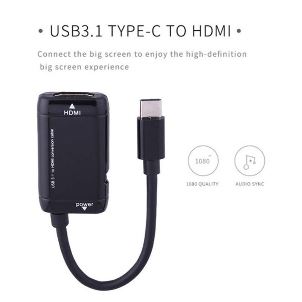 Cable adaptador USB 3,1 de USB-C tipo C a HDMl para M H L, Cable de extensión de Video negro para tableta de teléfono Android