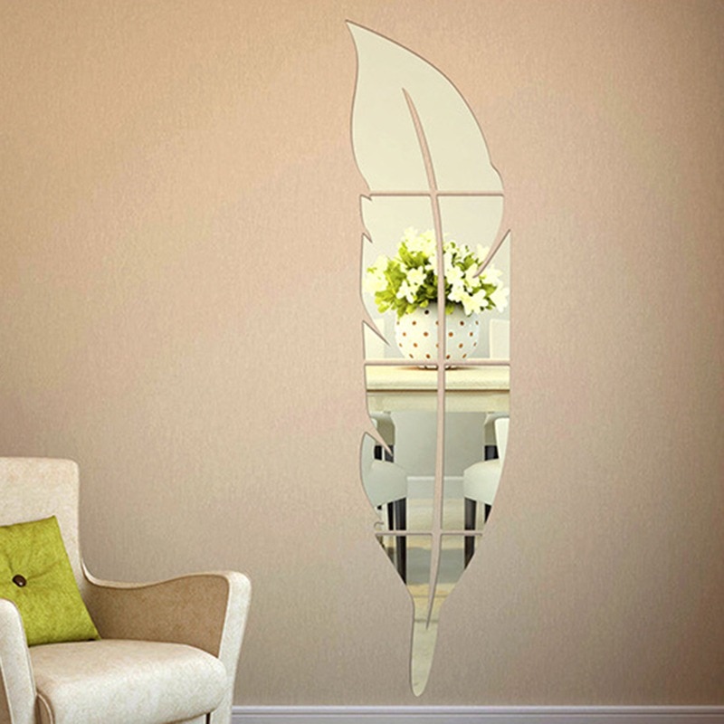 DIY pióro pióropusz 3D lustro naklejka ścienna do sztuka do salonu winyl do wystroju wnętrz naklejka naklejka akrylowa Mural tapeta z dekorem