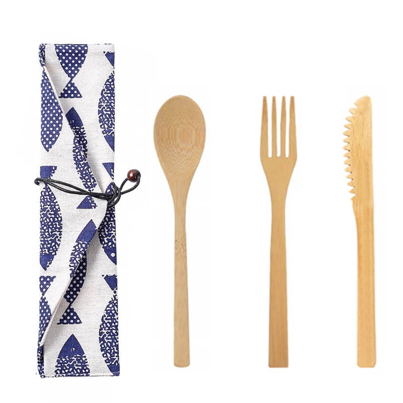 Couverts en bois, réutilisables, couverts de voyage, cuillère fourchette et paille de bambou, ustensiles de table: C4