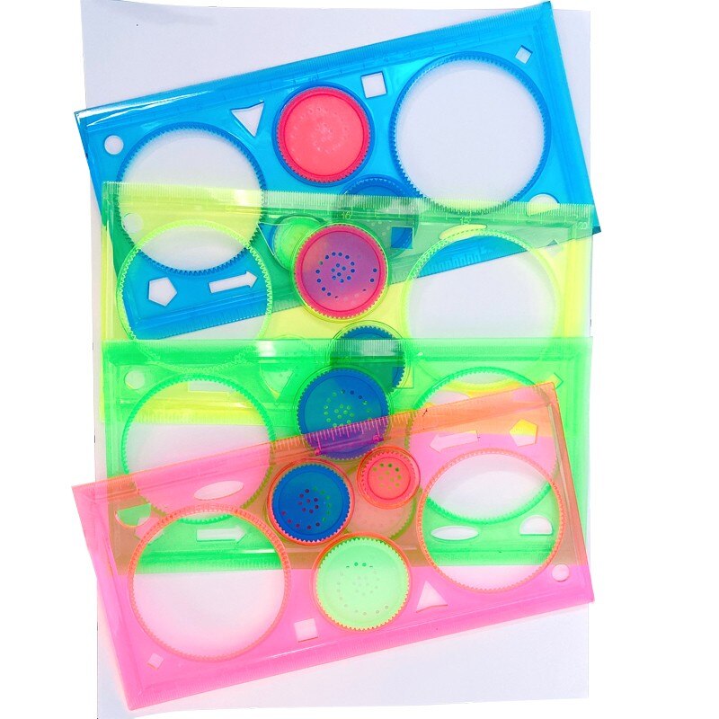 1pack/lot Kids' Puzzle Colorful Drawing Ruler set Learn Drawing Rule Students' DIY Tools