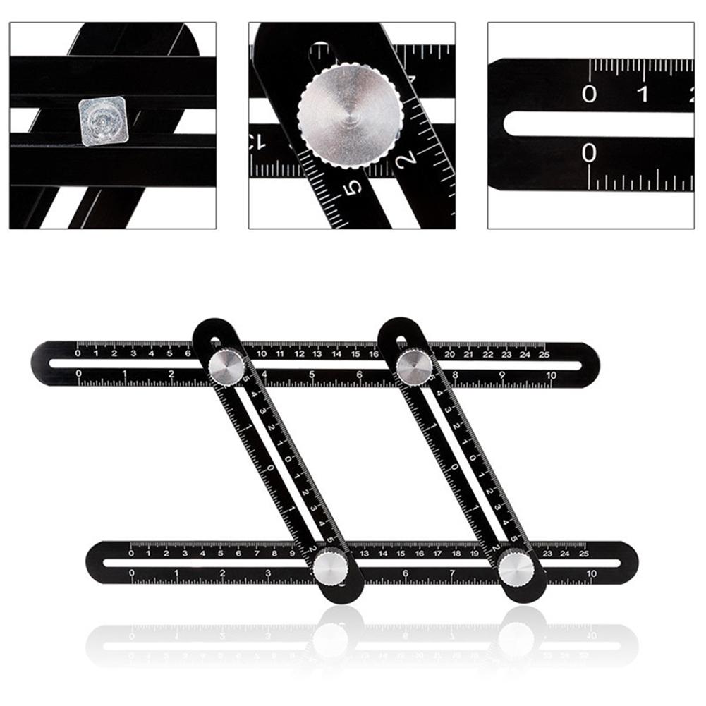 Practical Metal 4 Folding Ruler Builders Drawing Measure Angle Four-Sided Protractors Forms Template Tools Protractor