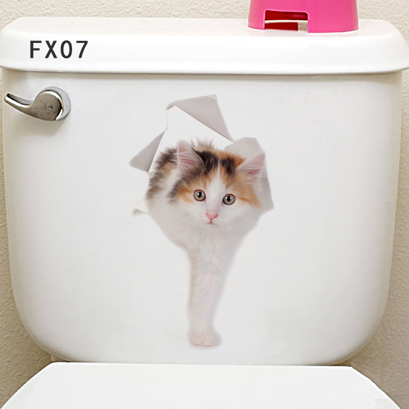 Grappige Hond Kat 3d Gat Wc Stickers Voor Wasruimte Huis Decoratie Diy Ainimals Pvc Muurschilderingen Cartoon Puppy Kitten Kids decals: G