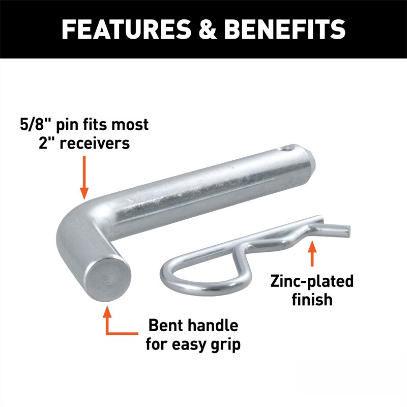 Tow Bar Pin Trailer Hitch Pin &amp; Clip 5/8-Inch Diameter Fits 2-In Receiver Double Hole Lock for Rv Truck Car Boat