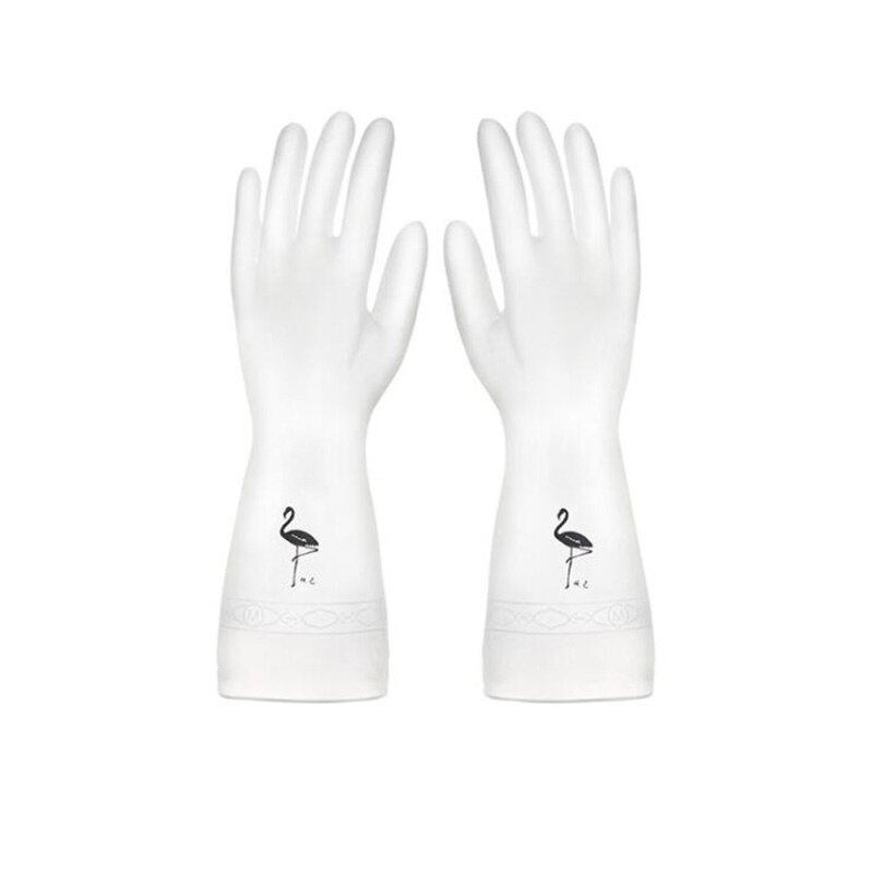 Guantes de goma para lavar platos de cocina, dibujos animados duraderos, limpieza del hogar, frutas y verduras, herramientas de accesorios de limpieza de baño: Flamingo / M
