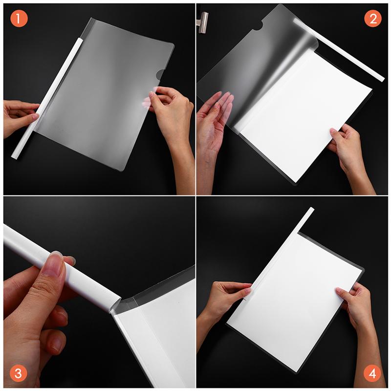 20pcs Transparent File Folder Sliding Bar Report Covers for A4 Report Display Cover Organizer Binder Home Office Supplies