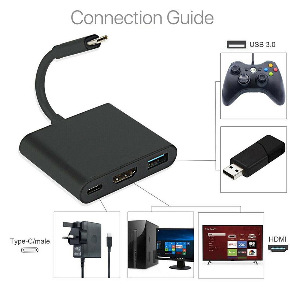 USB-C to HDMI Adapter - Type-C Male to USB 3.0/HDMI Female - for MacBook, Chromebook Pixel
