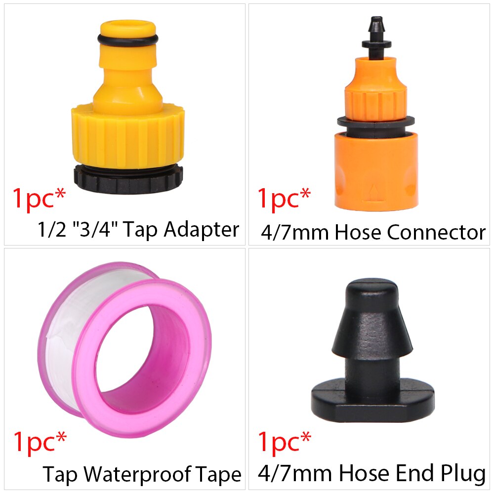 Trädgård droppbevattning vattenkran kopplingssats 1/2 " 3/4 " hangänga nippelskarv 4/7mm slang snabbadapter bevattningsverktyg: B