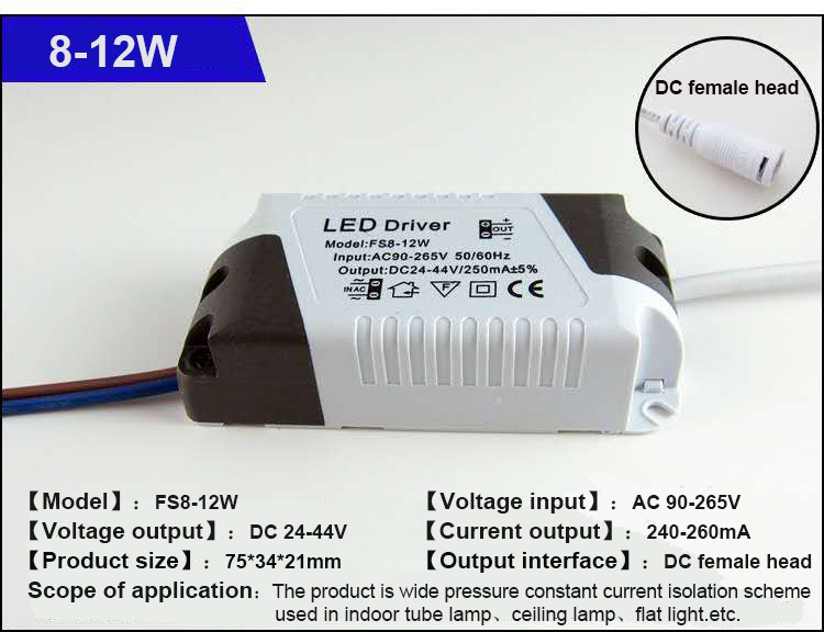 Led Driver Dc Plug 1-3W 4-7W 8-12W 13-18W 18-24W Voor Leds Voeding Unit AC90-265V Verlichting Transformers Voor Led Power Licht: 8-12W