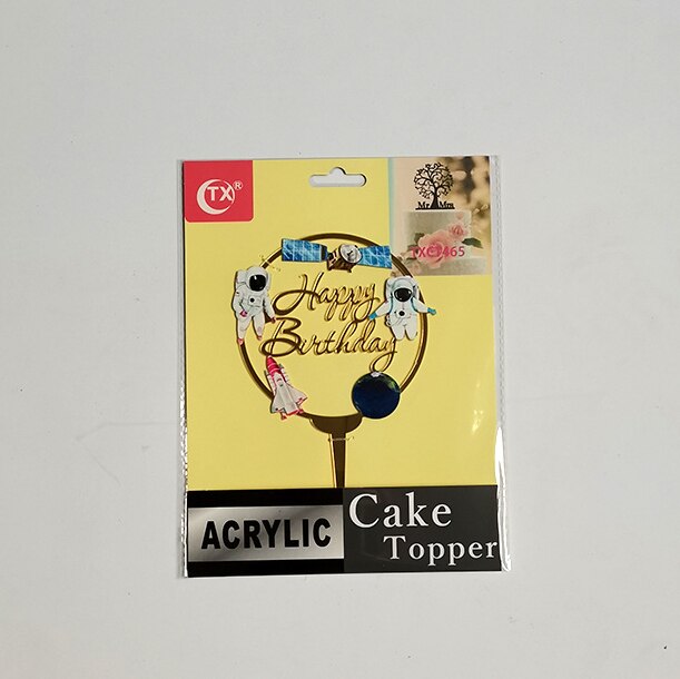 Happy Birthday Cake Topper Letter Acrylic Cake Topper For Kids Birthday Party Astronaut Spacecraft Cake Decorations Baby Shower: 11