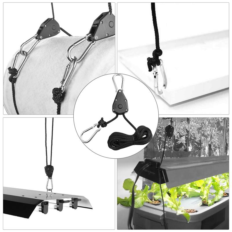 4 Stuks 1/8 Inch Zware Verstelbare Grow Light Ratchet Touw Hanger Yoyo Voor Groeien Licht Armaturen Tuinieren