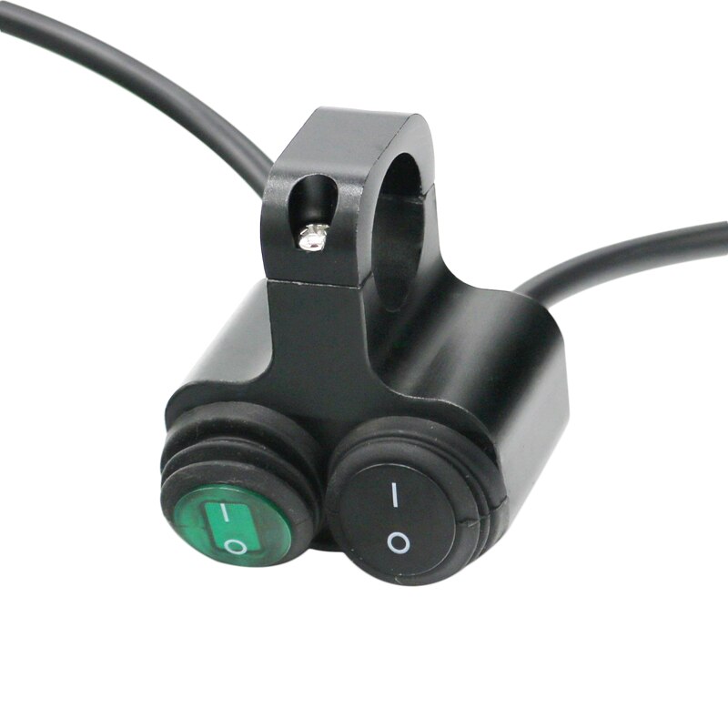 MoFlyeer Motorcycle Handlebar Switch 2 Control Button Motorbike 22mm 7/8" Bar Refit Switches ON/OFF Indicator: GreenBlack