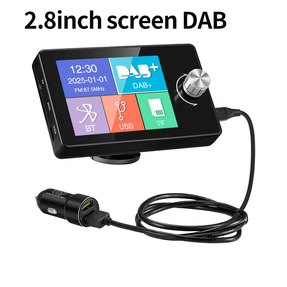 Antena DAB + para Radio de coche Android con adaptador USB, reproductor receptor DAB estéreo GPS, escaneo automático, compatible con logotipo de lista de canales: Gris oscuro