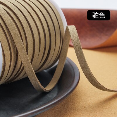 5MM 5yards Flat Faux Suede Braided Cord Leather Korean Velvet Leather Belt for Jewelry Making Diy Handmade Bracelet: camel