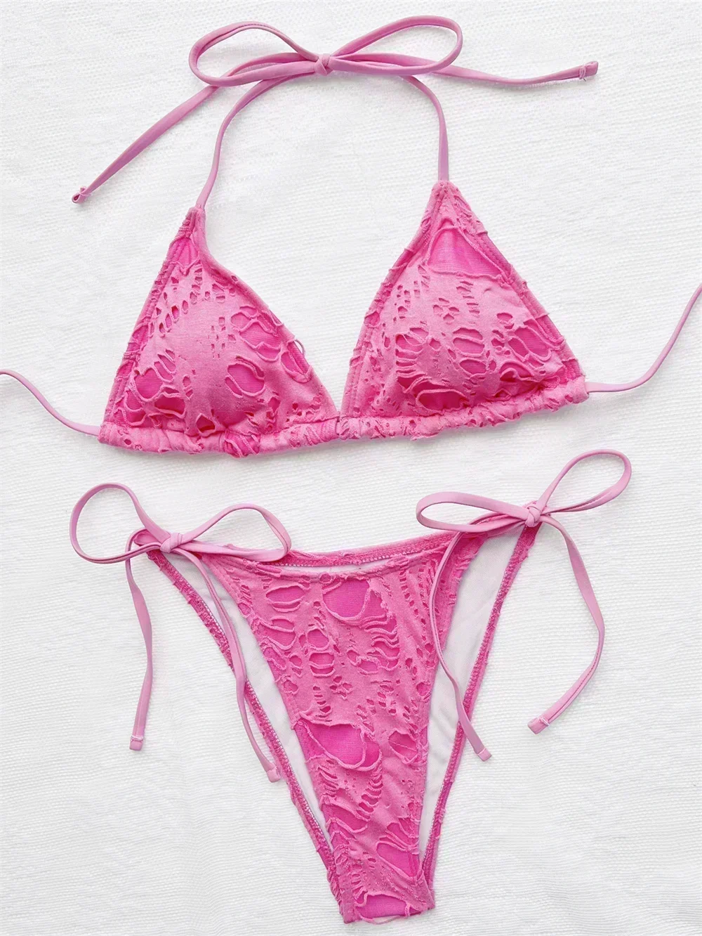 Bañador gótico Grunge para mujer, Micro Bikini desgastado Y2K, trajes de baño Halter con tirantes y cordones, tendencia Punk, novedad de 2023.traje de baño con faja reductora,vestidos de baño mujer envio gratis,tangas: S / Negro