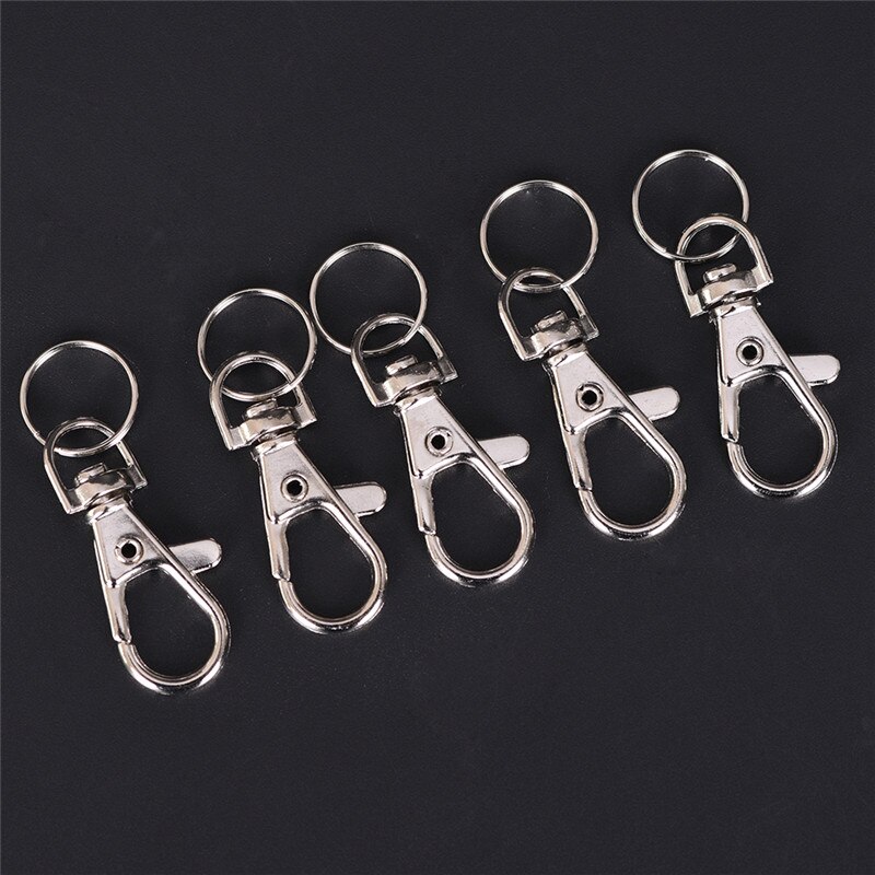 10 uds/Metal mosquetón pinza gatillo giratorio hebilla llavero Keyhooks anillo de retención DIY carabina